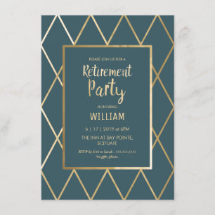 Retirement Party Invite - Gold Elegant, Simple