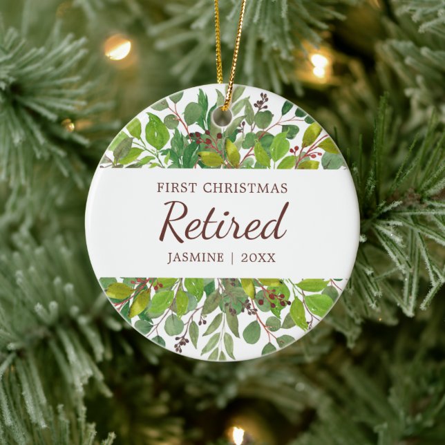 Retirement Party Keepsake Personalised Greenery Ceramic Ornament (Tree)
