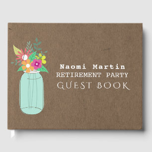 Retirement Party   Mason Jar Flowers Kraft Paper Guest Book