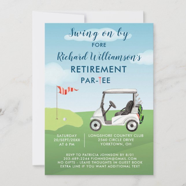 Retirement Party Men's Golf Theme Party   Invitation (Front)