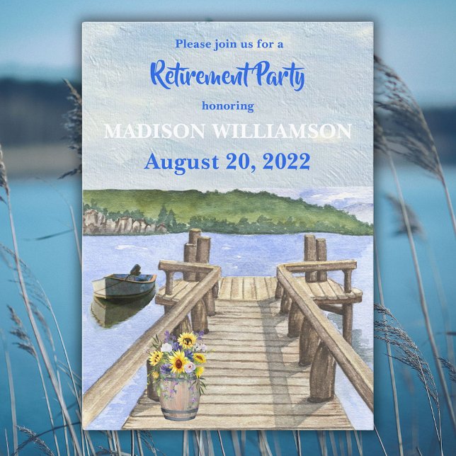 Retirement Party Mountain Lake Dock  Invitation (Creator Uploaded)