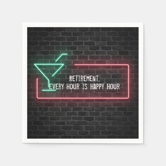 Retirement Party Neon \Sign Napkin (Front)