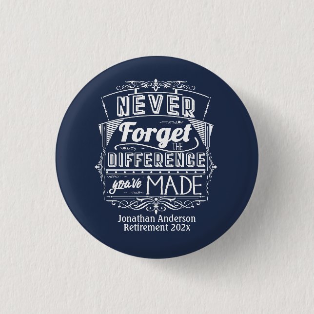 Retirement Party Never Forget 3 Cm Round Badge (Front)