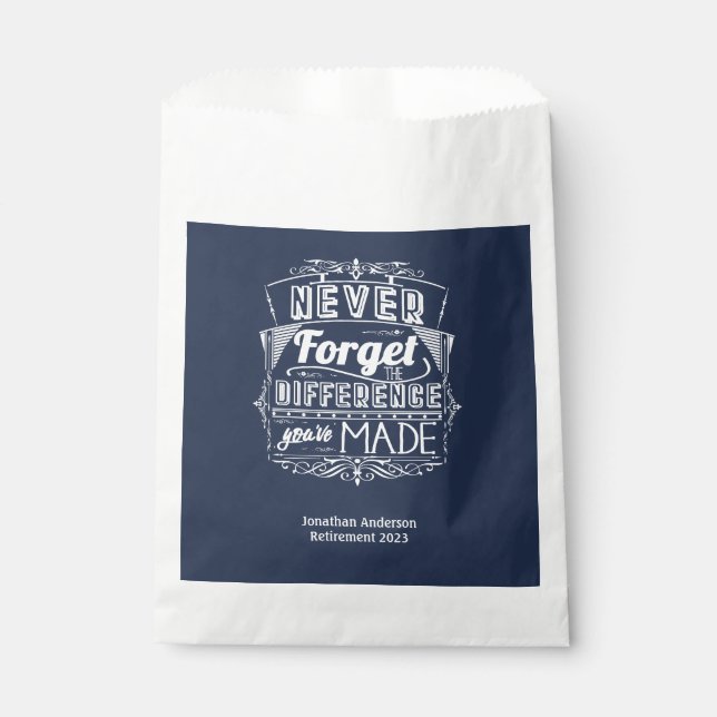 Retirement Party Never Forget Favour Bag (Front)