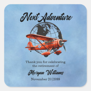Retirement Party Next Adventure Travel Plane  Square Sticker
