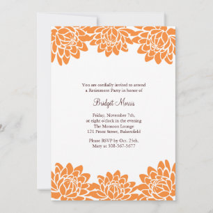 Retirement Party Orange Modern and Floral Invite
