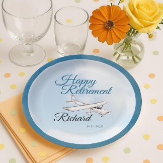Retirement Party Paper Plate with Aeroplane 3
