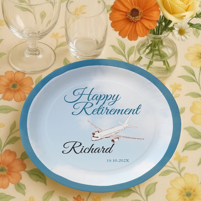 Retirement Party Paper Plates with Aeroplane Desig (Creator Uploaded)
