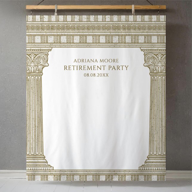 Retirement Party Photo Backdrop with columns Tapestry (Creator Uploaded)