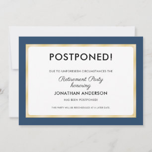Retirement Party Postponed Blue and Gold Announcement