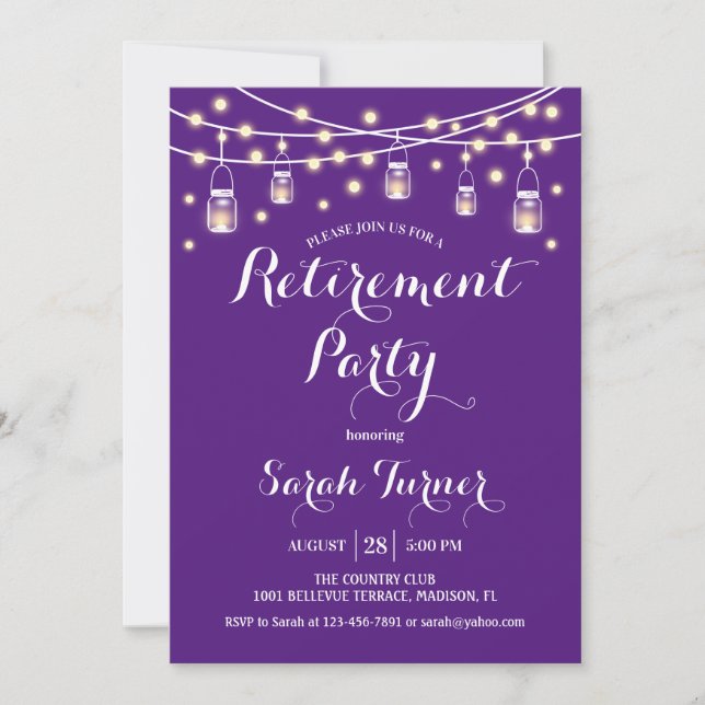 Retirement Party - Purple Invitation (Front)