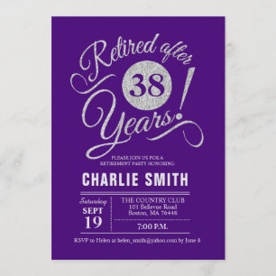 Retirement Party - Purple Silver Invitation