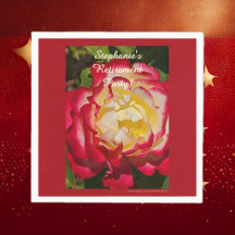 Retirement Party Red and Gold Rose Floral Macro
