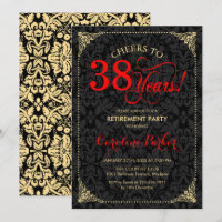 Retirement Party - Red Gold Black Damask