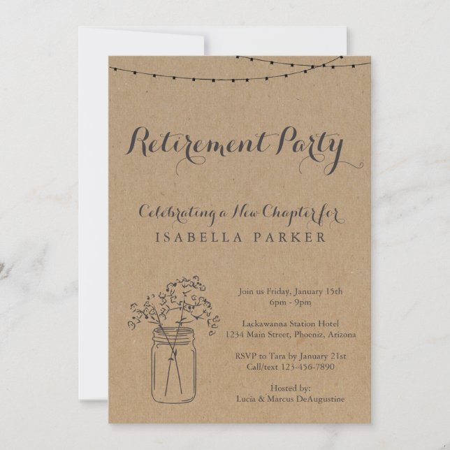Retirement Party | Rustic Kraft Paper Invitation (Front)