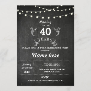 Retirement Party Rustic Retired Chalkboard Invite