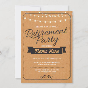 Retirement Party Rustic Retired Paper Stamp Invite