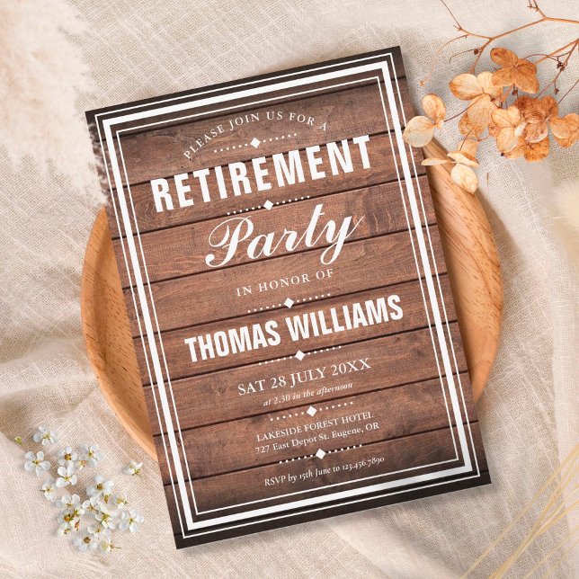 Retirement Party Rustic Wood Panels Invitation (Creator Uploaded)