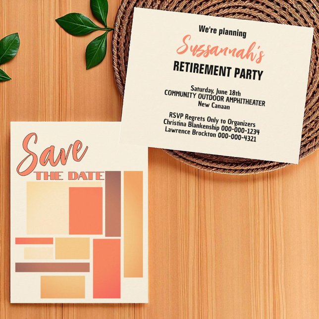 Retirement Party Save The Date Announcement (front and template back retirement save the date postcard)