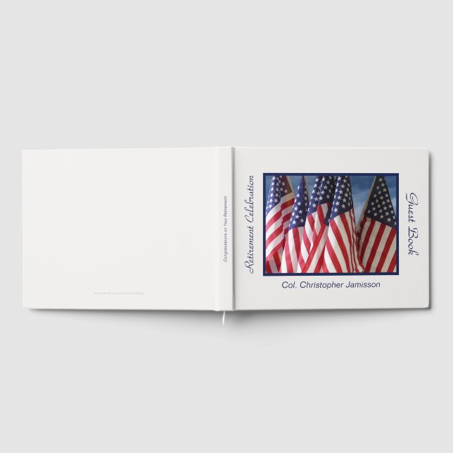 Retirement Party Sign-In Book, American Flags Guest Book (Full)