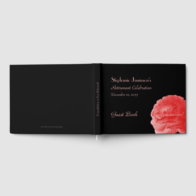 Retirement Party Sign-In Book, Coral Pink Rose Guest Book (Full)