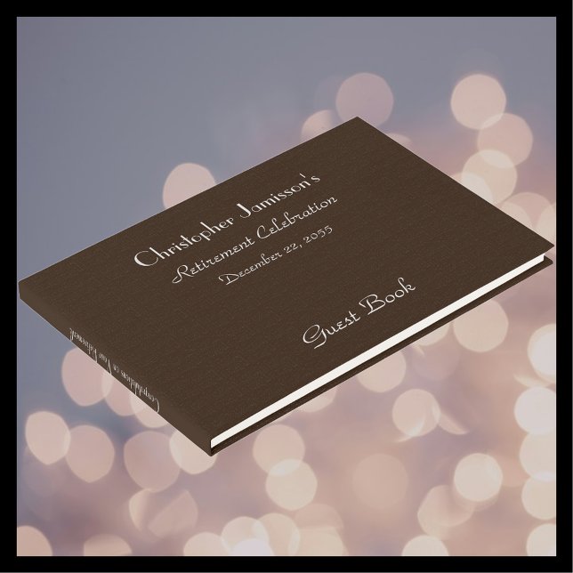 Retirement Party Sign-In Book Faux Textured Burlap (Creator Uploaded)