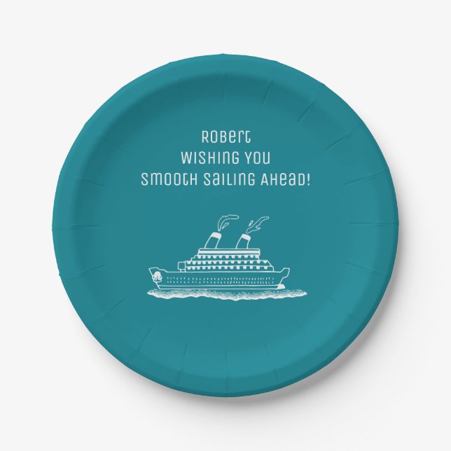 Retirement Party Smooth Sailing Cruising Paper Plate (Front)