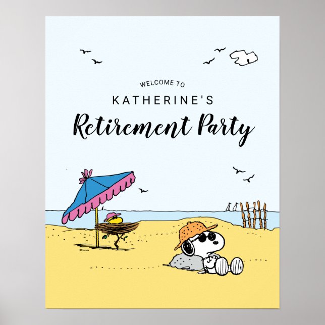 Retirement Party | Snoopy & Woodstock on the Beach Poster (Front)