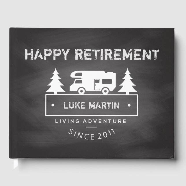 Retirement Party | Teacher Chalkboard RV Travel Guest Book (Front)