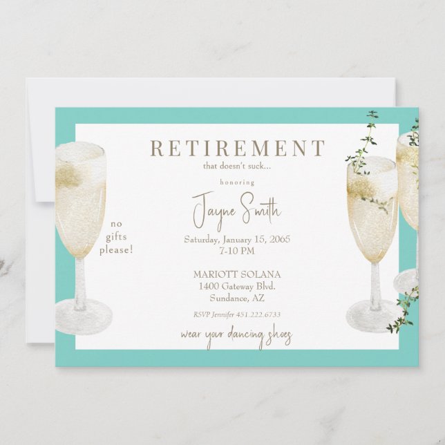 Retirement Party "that doesn't suck" Turquoise  Invitation (Front)