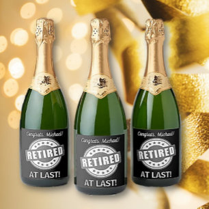 Retirement Party Time! Custom Sparkling Wine Label