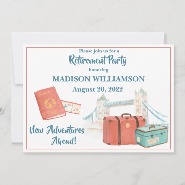 Retirement Party Travel Theme   Invitation (Front)