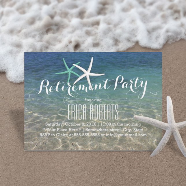 Retirement Party Tropical Summer Beach Starfish Invitation (Creator Uploaded)
