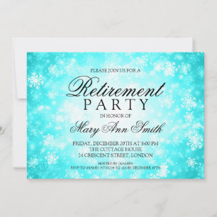 Retirement Party Turquoise Winter Wonderland Invitation