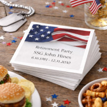 Retirement Party USA Flag Military Name Rank