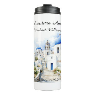 Retirement Party Vintage Colourful Greece Village Thermal Tumbler