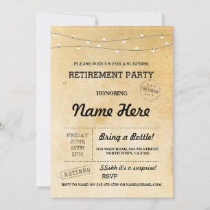 Retirement Party Vintage Retired Paper Invitation