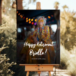 Retirement party welcome sign with photo