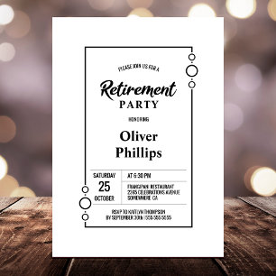 Retirement Party White with Black Frame Party Invitation