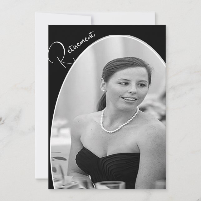 Retirement Photo  Black and White Elegant Chic Invitation (Front)