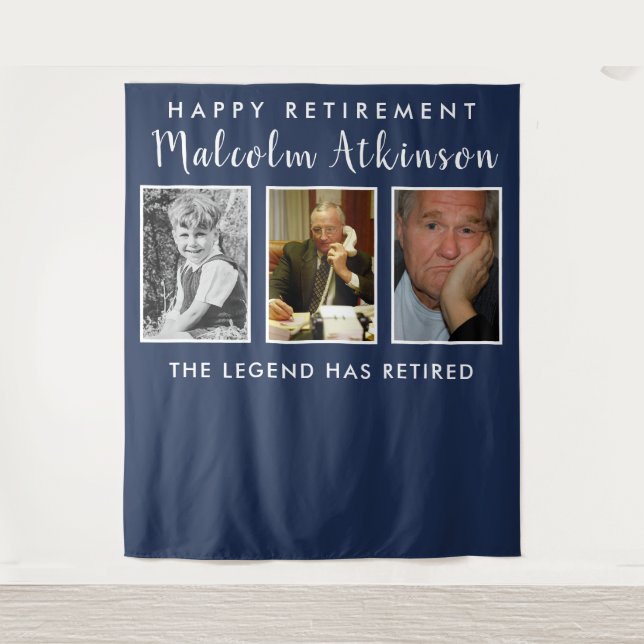 Retirement photo collage backdrop banner tapestry (Front)