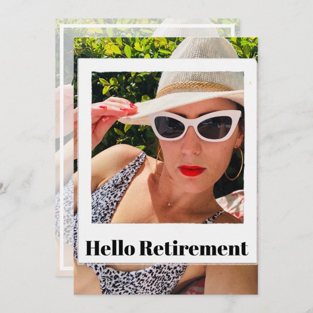 Retirement Photo Frame Hello Modern Chic Invitation (Front/Back)