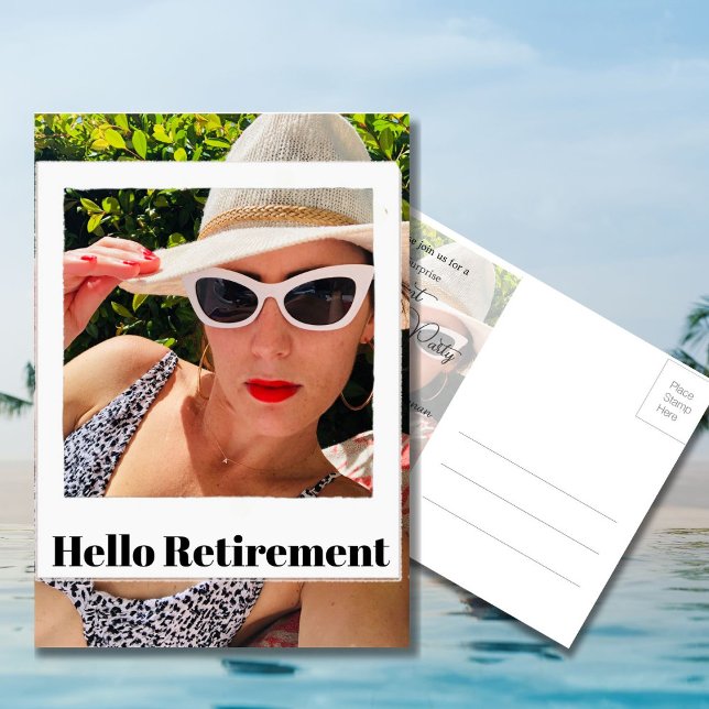Retirement Photo Frame Hello Modern  Invitation (Creator Uploaded)