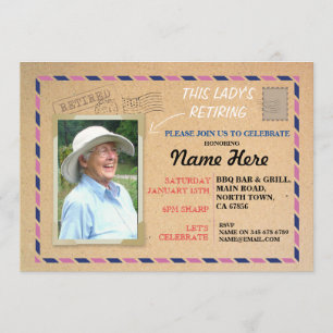 Retirement Photo Postal Post Card Retired Invite