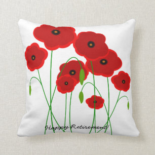 Retirement Pillow Red Poppies