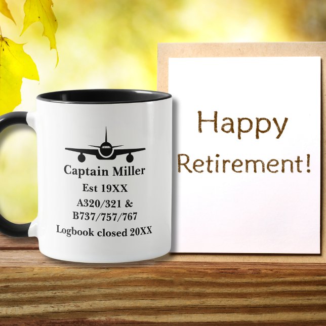 Retirement Pilot Aeroplane Minimalist Black Custom Mug (Creator Uploaded)