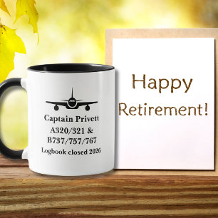 Retirement Pilot Aeroplane Minimalist Black Custom Mug