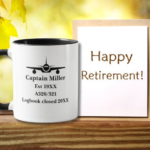 Retirement Pilot Airplane Minimalist Black Custom Mug