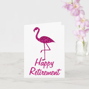 Retirement pink flamingo Custom text Greeting Card