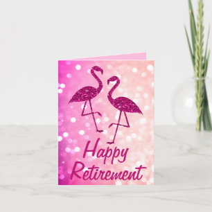 Retirement pink flamingo Custom text Greeting Card